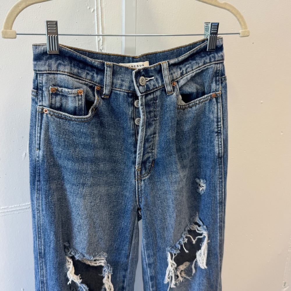 PacSun Baggy Jeans Blue Distressed High Rise Wide Leg 25 Contemporary - Picture 3 of 8